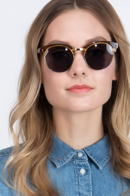Starlet Brown Striped AcetateSunglass Frames for Women from EyeBuyDirect