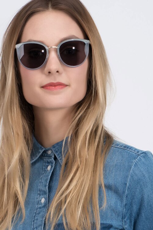 Crush Frosted Blue Acetate-metalSoleil de Lunette de vue pour Femmes d'EyeBuyDirect