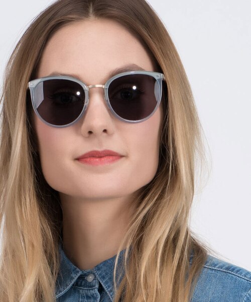 Crush Frosted Blue Acetate, MetalSunglass Frames for Women from EyeBuyDirect