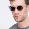 College Jaune Wood-textureSoleil de Lunette de vue pour Hommes d'EyeBuyDirect