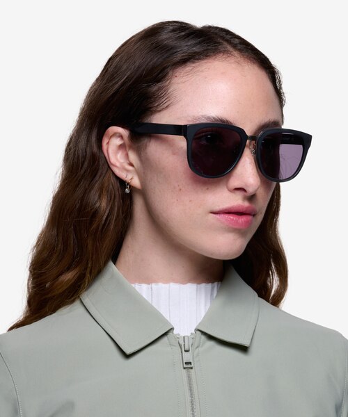 Haute Couture Matte Black Acetate-metalSunglass Frames for Women from EyeBuyDirect