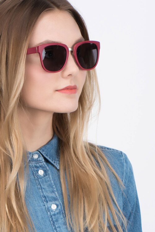 Haute Couture Dark Red AcétateSoleil de Lunette de vue pour Femmes d'EyeBuyDirect