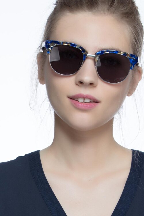 Swift Blue Mosaic AcetateSunglass Frames for Women from EyeBuyDirect