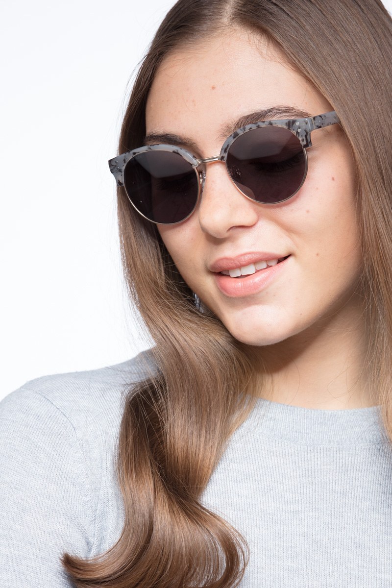 Samba - Browline Dark Marble Frame Sunglasses For Women | Eyebuydirect