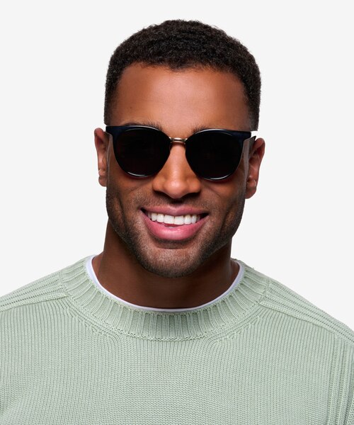 Lulu Noir Plastic-metalSoleil de Lunette de vue pour Hommes d'EyeBuyDirect