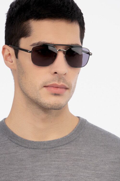 Decode Black Gunmetal Acetate-metalSunglass Frames for Men from EyeBuyDirect