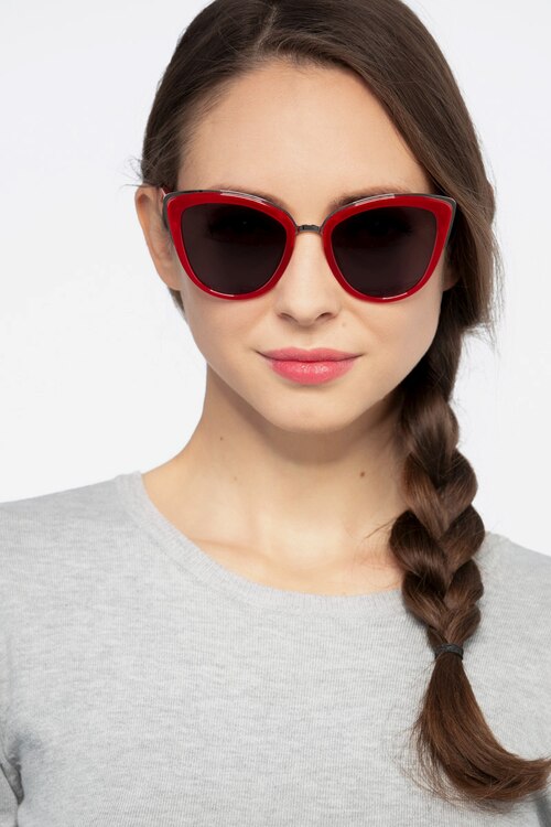 Cadenza Rouge Acetate-metalSoleil de Lunette de vue pour Femmes d'EyeBuyDirect