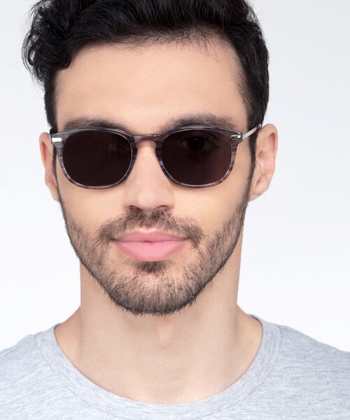 Council Gray Striped Acetate, MetalSunglass Frames for Men from EyeBuyDirect