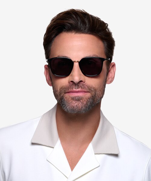 Yuma Noir Acetate-metalSoleil de Lunette de vue pour Hommes d'EyeBuyDirect