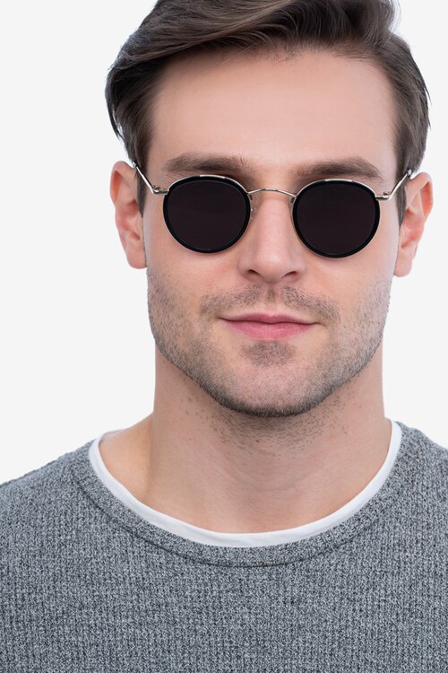 Rollin Noir Acetate-metalSoleil de Lunette de vue pour Hommes d'EyeBuyDirect