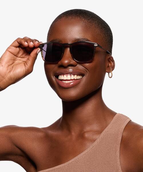 Gray Striped Sun Glory -  Acetate-metal Sunglasses