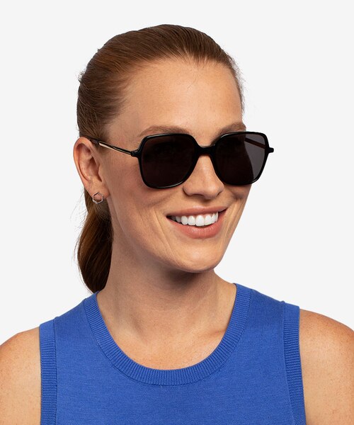 Olga Black & Gold Acetate, MetalSunglass Frames for Women from EyeBuyDirect