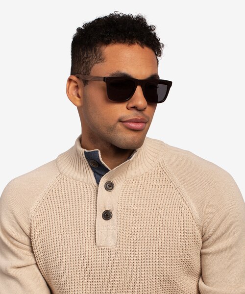 Grow Dark Brown & Wood AcetateSunglass Frames for Men from EyeBuyDirect