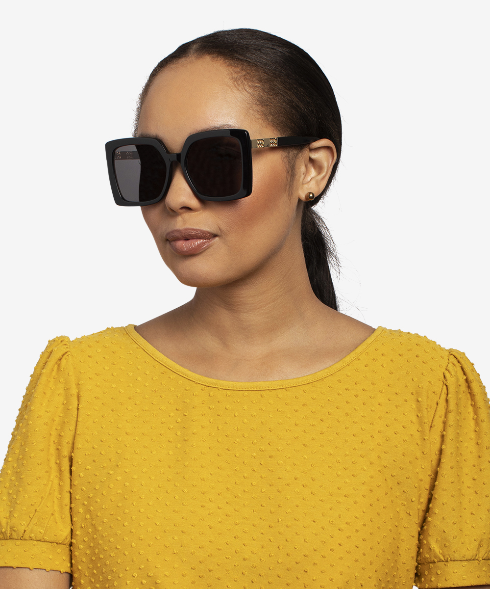 Hollywood Square Black Frame Sunglasses For Women Eyebuydirect Canada