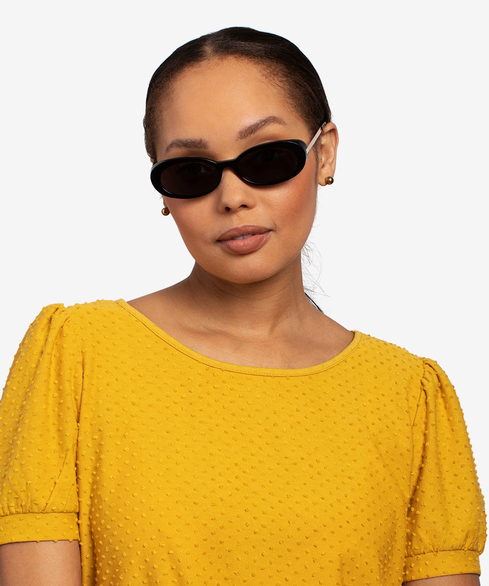 Winona - Oval Black Frame Sunglasses For Women | Eyebuydirect