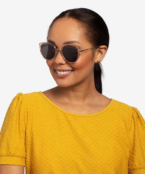 Clear Brown Gold Fascination -  Metal Sunglasses