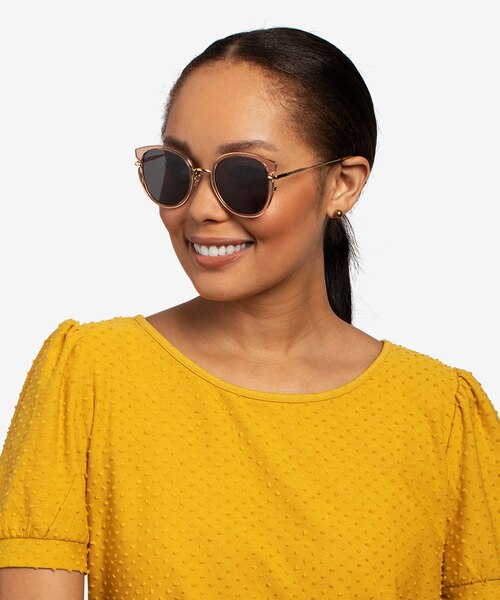 Fascination Clear Brown Gold MetalSunglass Frames for Women from EyeBuyDirect