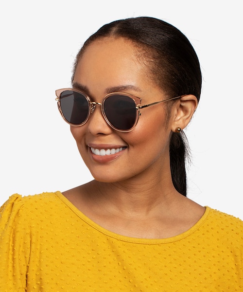 Fascination Clear Brown Gold MetalSunglass Frames for Women from EyeBuyDirect