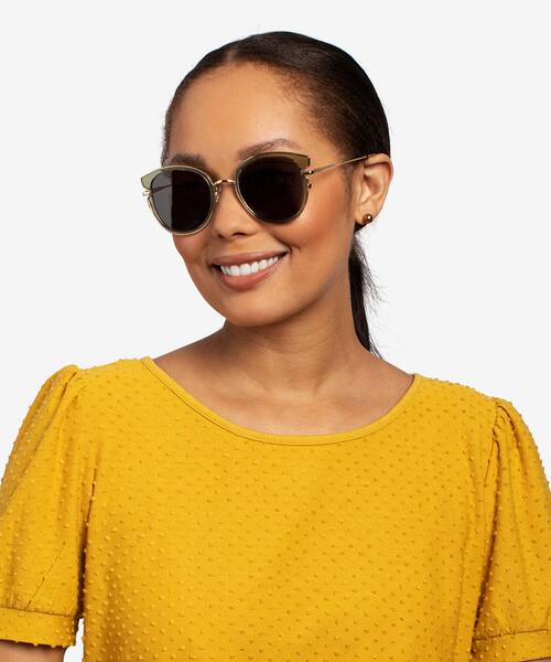 Clear Green Gold Fascination -  Metal Sunglasses