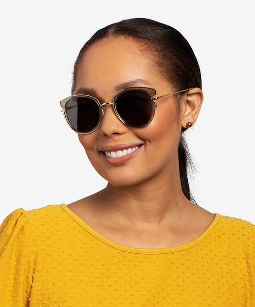 Fascination Clear Green Gold MetalSunglass Frames for Women from EyeBuyDirect