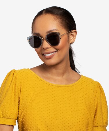 Clear Blue Gold Fascination -  Metal Sunglasses