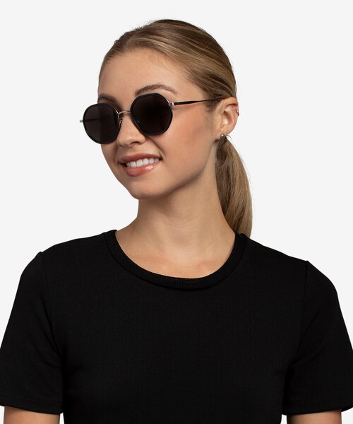Hinode Black Gunmetal AcetateSunglass Frames for Women from EyeBuyDirect