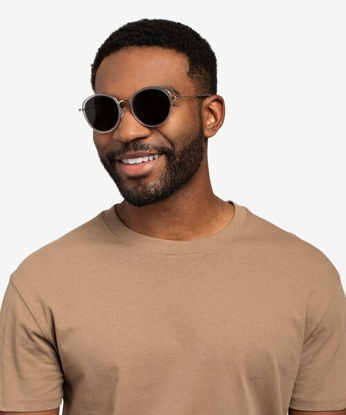 Nagano Clear Gray Silver AcétateSoleil de Lunette de vue pour Hommes d'EyeBuyDirect