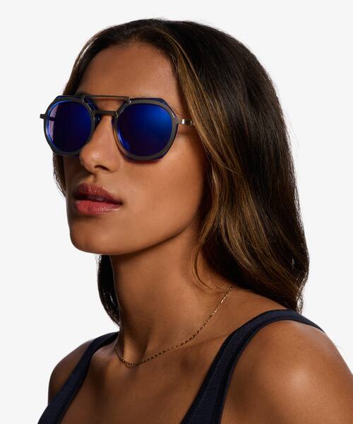 Blue Silver Multi -  Acetate Sunglasses