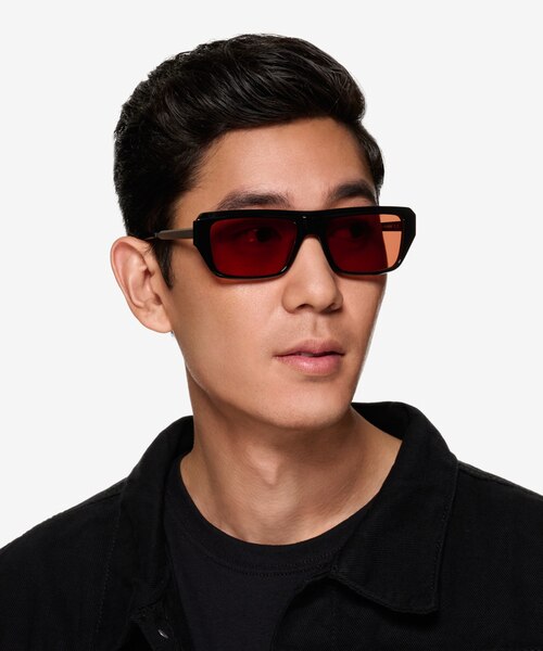 Valley Noir AcétateSoleil de Lunette de vue pour Hommes d'EyeBuyDirect