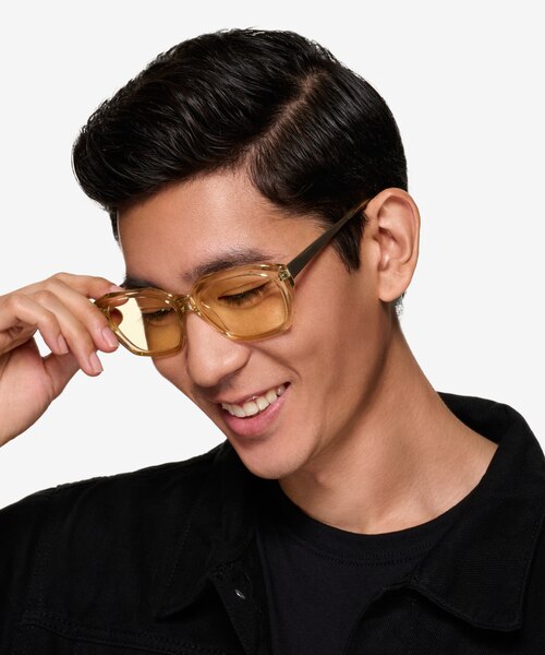 Spritz Yellow Translusant AcetateSunglass Frames for Men from EyeBuyDirect