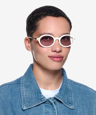 White Adel -  Acetate Sunglasses