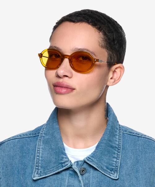 Clear Orange Adel -  Acetate Sunglasses