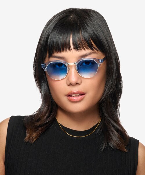 Tommie Clear Blue Silver AcetateSunglass Frames for Women from EyeBuyDirect