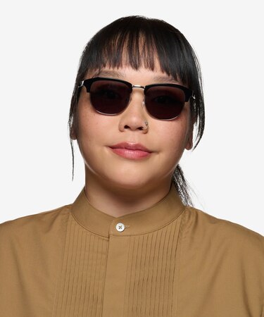 Black Silver Blume -  Acetate Sunglasses