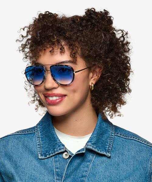 Tortoise Blue Silver Mortar -  Acetate Sunglasses