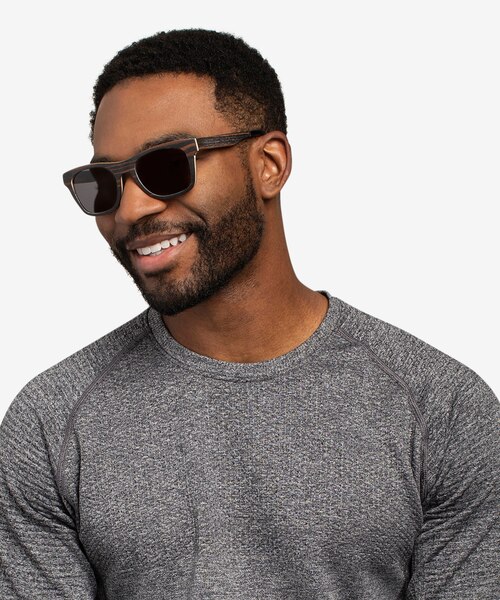 Bosk Striped Wood Eco-friendlySunglass Frames for Men from EyeBuyDirect