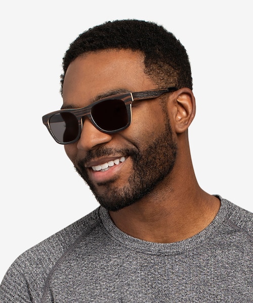 Bosk Striped Wood Mixed WoodSunglass Frames for Men from EyeBuyDirect