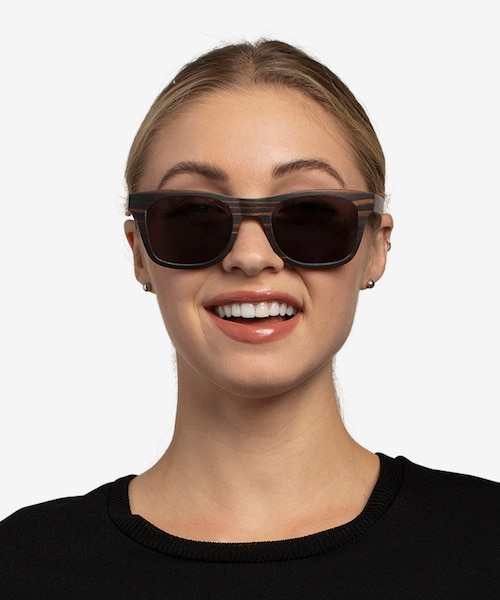 Bosk Striped Wood Mixed WoodSunglass Frames for Women from EyeBuyDirect