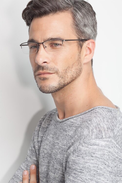 Hatch Gunmetal TitaniumEyeglass Frames for Men from EyeBuyDirect