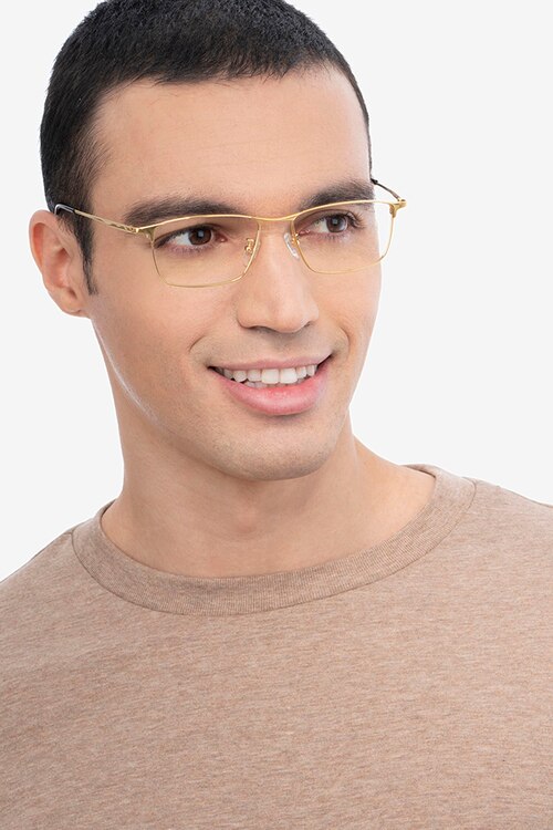 Fielder Gold TitaniumEyeglass Frames for Men from EyeBuyDirect