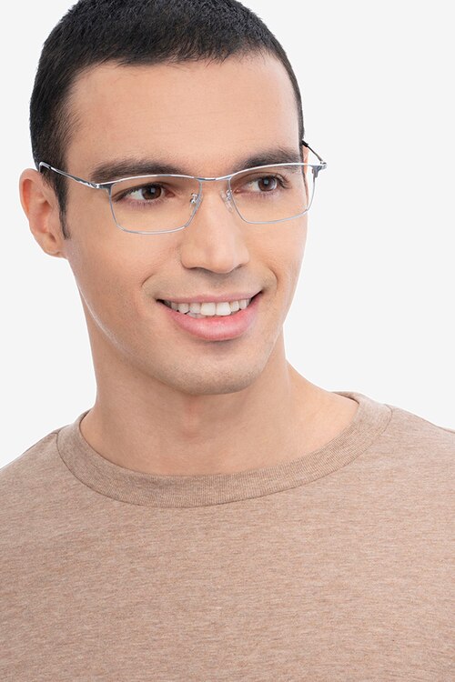 Fielder Silver TitaniumEyeglass Frames for Men from EyeBuyDirect