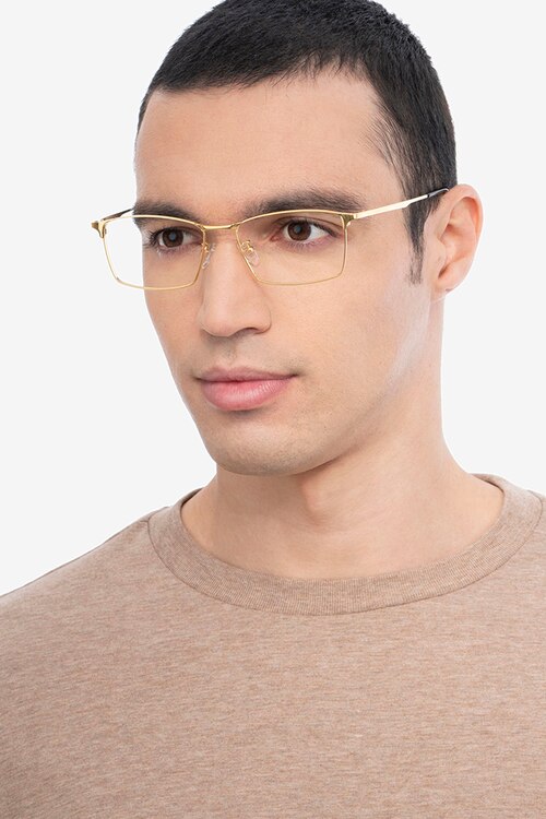 Decider Doré TitaniumMontures de lunettes de vue pour Hommes d'EyeBuyDirect