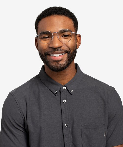 Geometry Silver TitaniumEyeglass Frames for Men from EyeBuyDirect