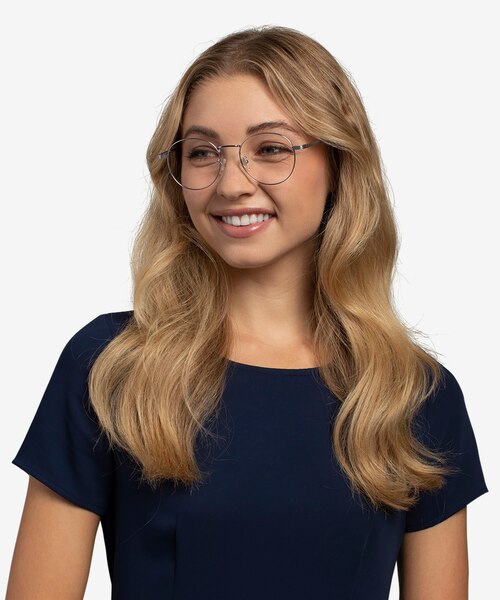 Geometry Silver TitaniumEyeglass Frames for Women from EyeBuyDirect