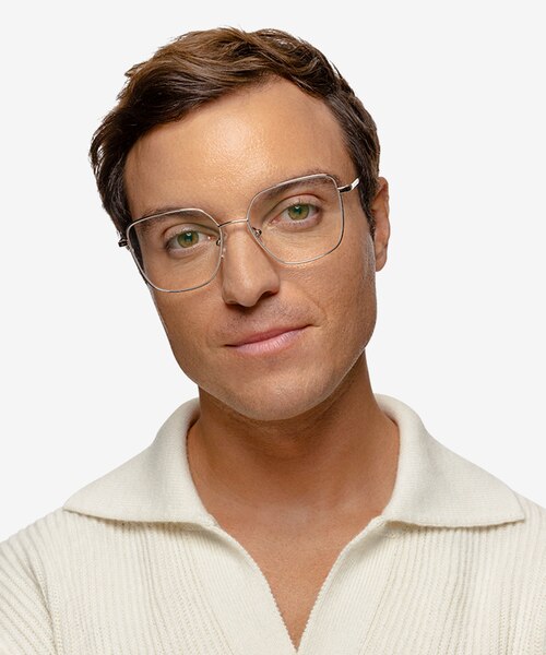 Bessie Silver TitaniumEyeglass Frames for Men from EyeBuyDirect
