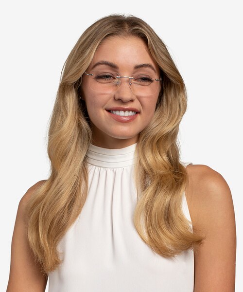 Nate Silver Clear Blue TitaniumEyeglass Frames for Women from EyeBuyDirect