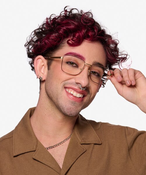 Bolton Gold Brown TitaniumEyeglass Frames for Men from EyeBuyDirect