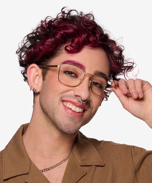 Bolton Gold Brown TitaniumEyeglass Frames for Men from EyeBuyDirect