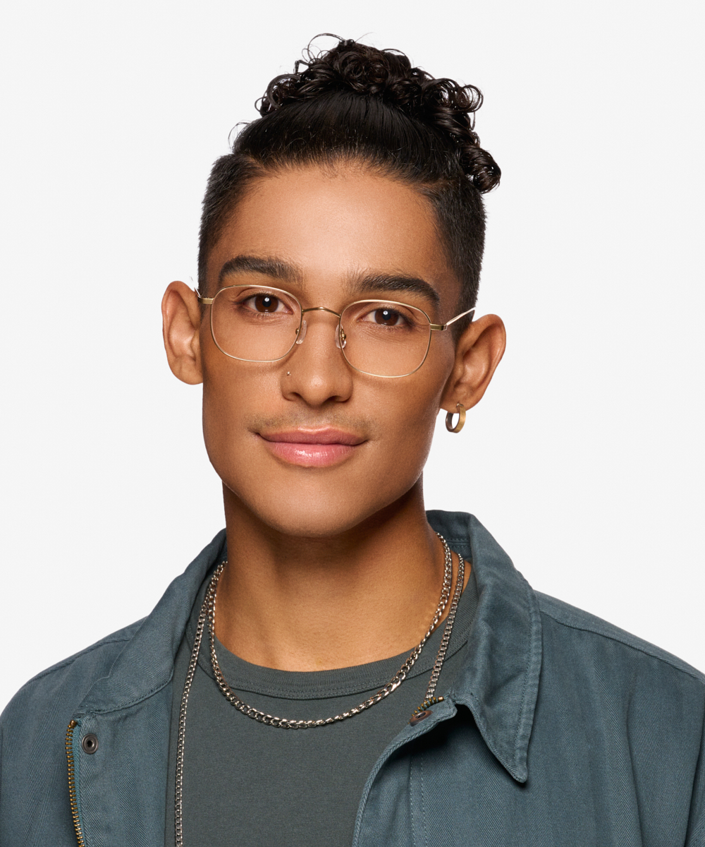 Linus Square Gold Full Rim Eyeglasses | Eyebuydirect
