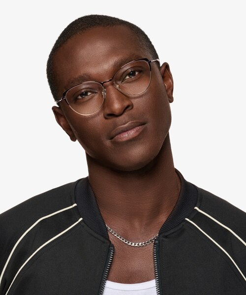 Atlas Shiny Light Brown TitaniumEyeglass Frames for Men from EyeBuyDirect